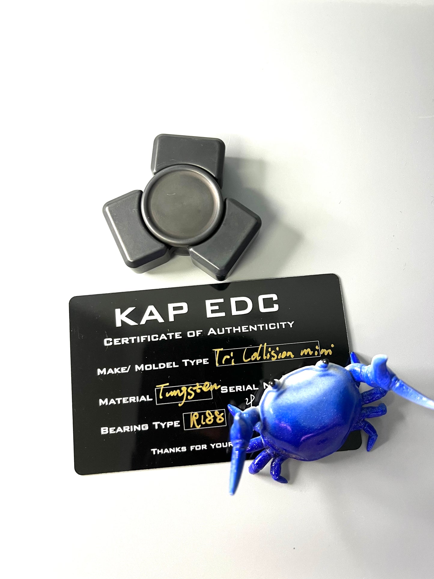 KAP - blackened - tungsten tri collision mini fidget spinner - fidget toy