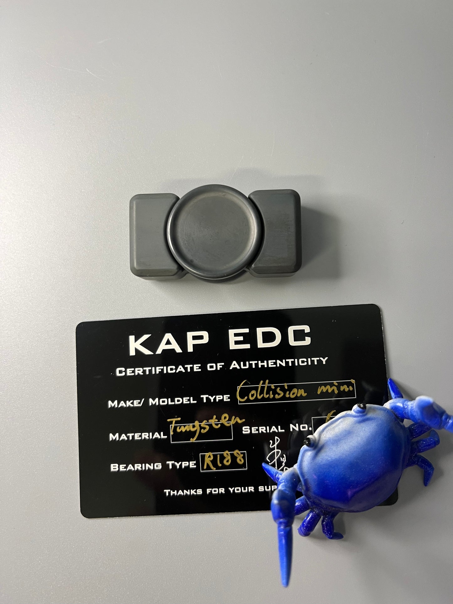 KAP - blackened - tungsten collision mini spinner - fidget toy